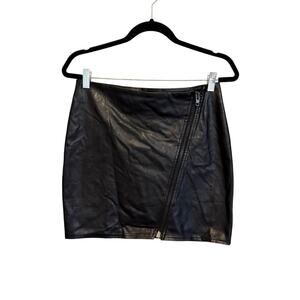 Parisian Collection Faux Leather Moto Skirt S Black Mini Handcrafted Biker Edgy